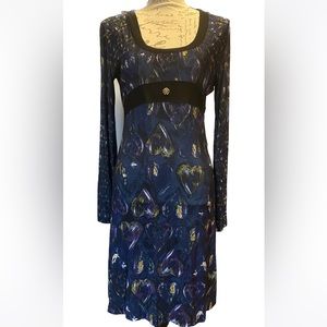 Navy Blue and Purple, Heart print dress.